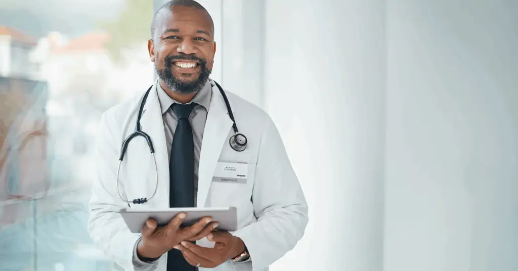 doctor using a digital tablet in a modern hospital