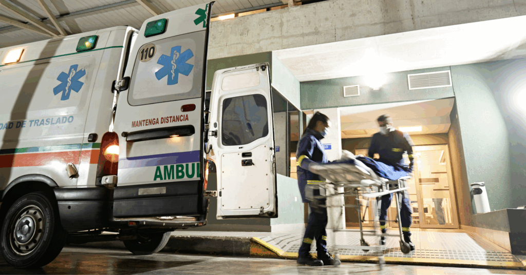 EMTs rushing into ED department