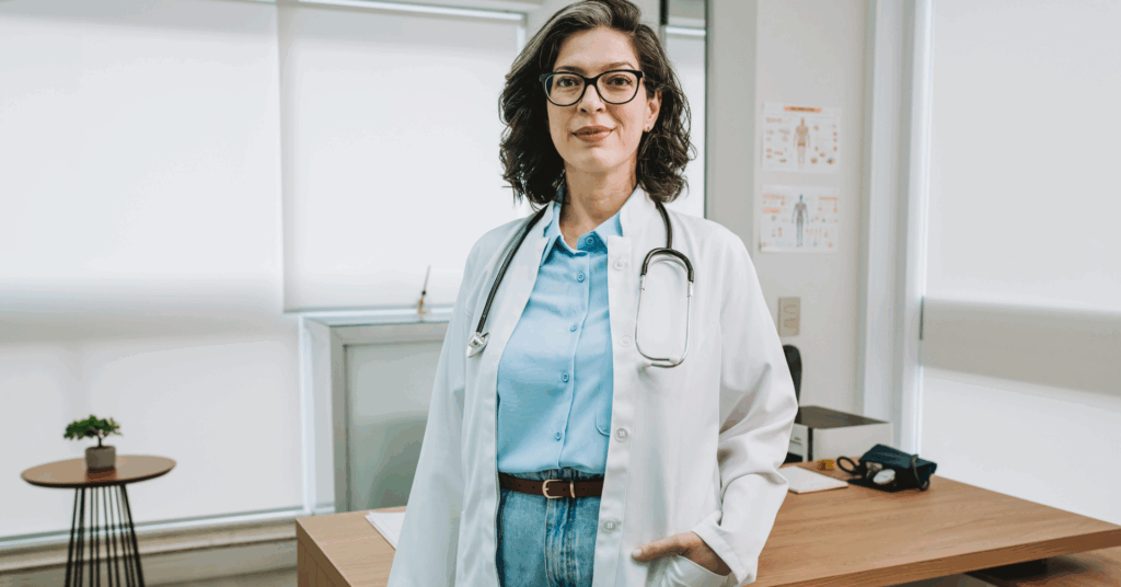 female doctor smiling at the camera