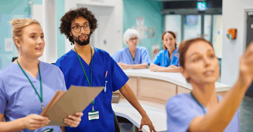medical professional discussing charting