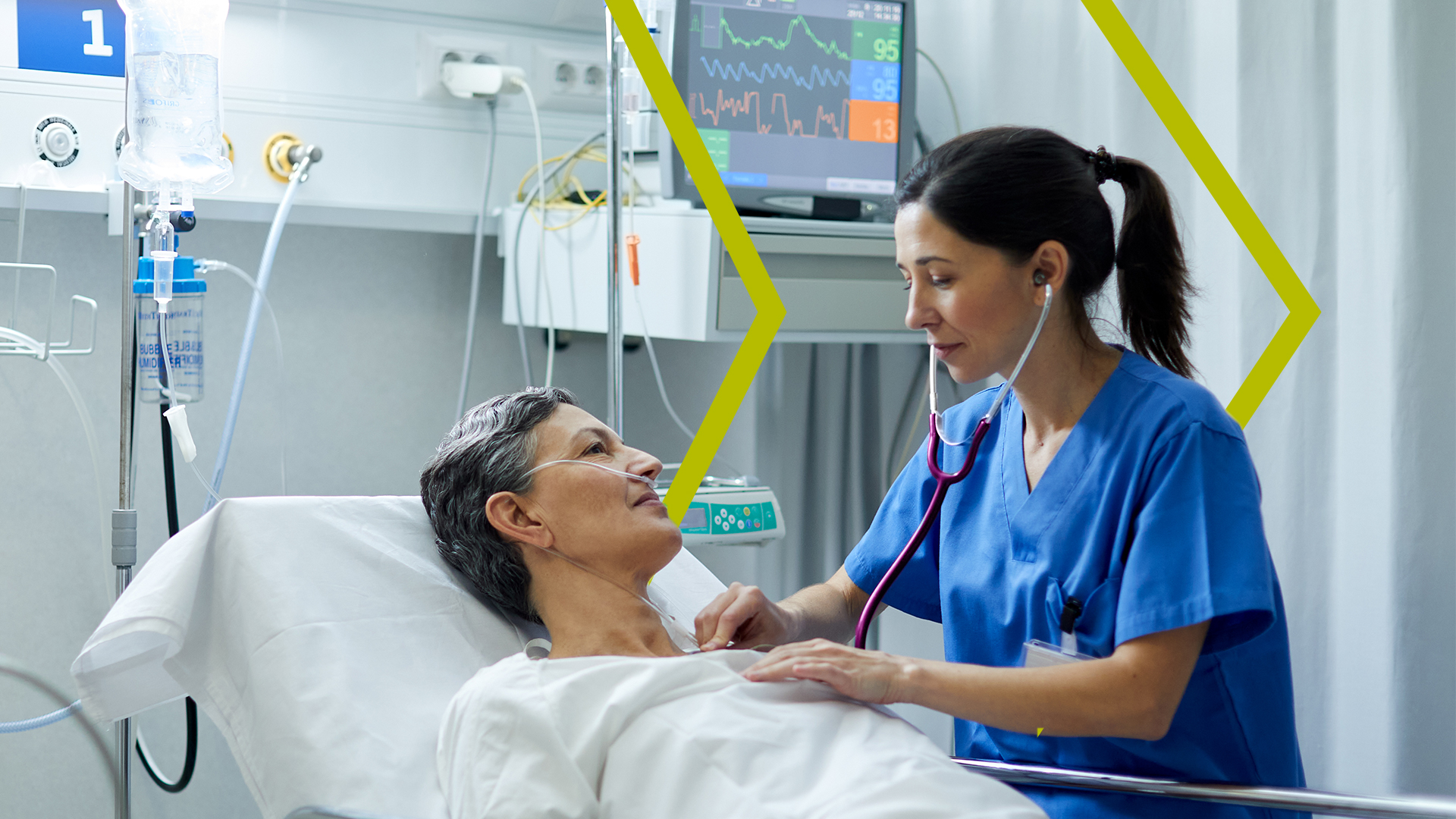 Medical professional using a Stethoscope on a patient.