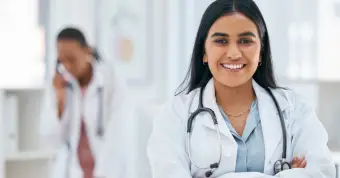 female doctor smiling at the camera