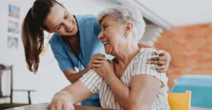 nurse smiling at patient
